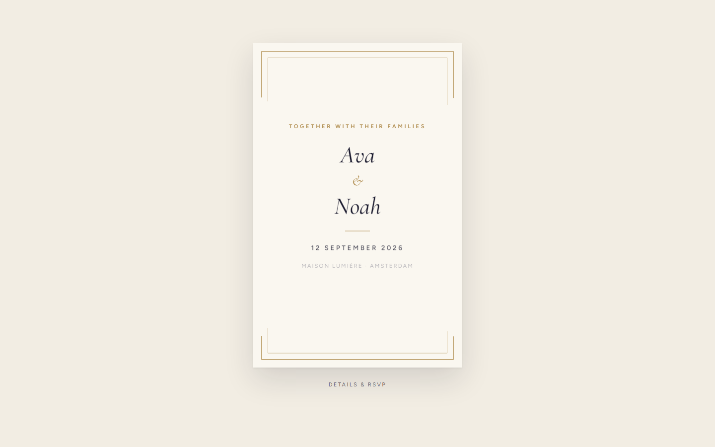 Guest invitation page with animated card